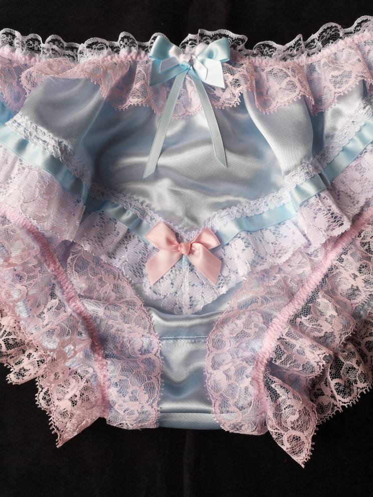 Baby Blue With Pink Trim Sensual Satin Bikini Panties/sissy - Etsy