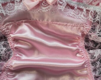 Mutandine Bikini Aperte In Raso E Pizzo Rosa/Bianco - Kimberlysecret S/M - Foto 4