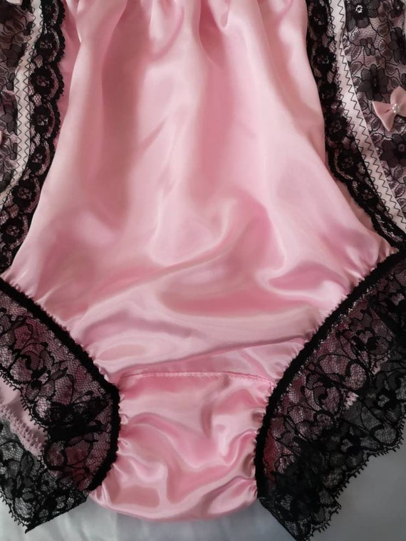 Baby Pink Fuller Fit Vintage Style Panties. Soft Silky Sissy Knickers Black  Lace Trim Made to Order Medium up to Extra Extra Large 