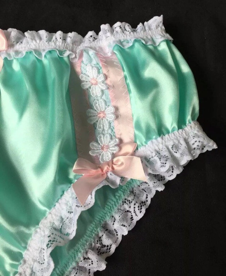 Aqua Satin Panties Sissy Bikini Knickers Etsy