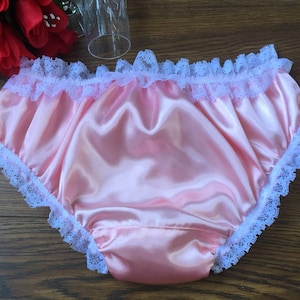 Blush Pink Silky Satin Bikini Panties/sparkly Trim Sissy Knickers ...