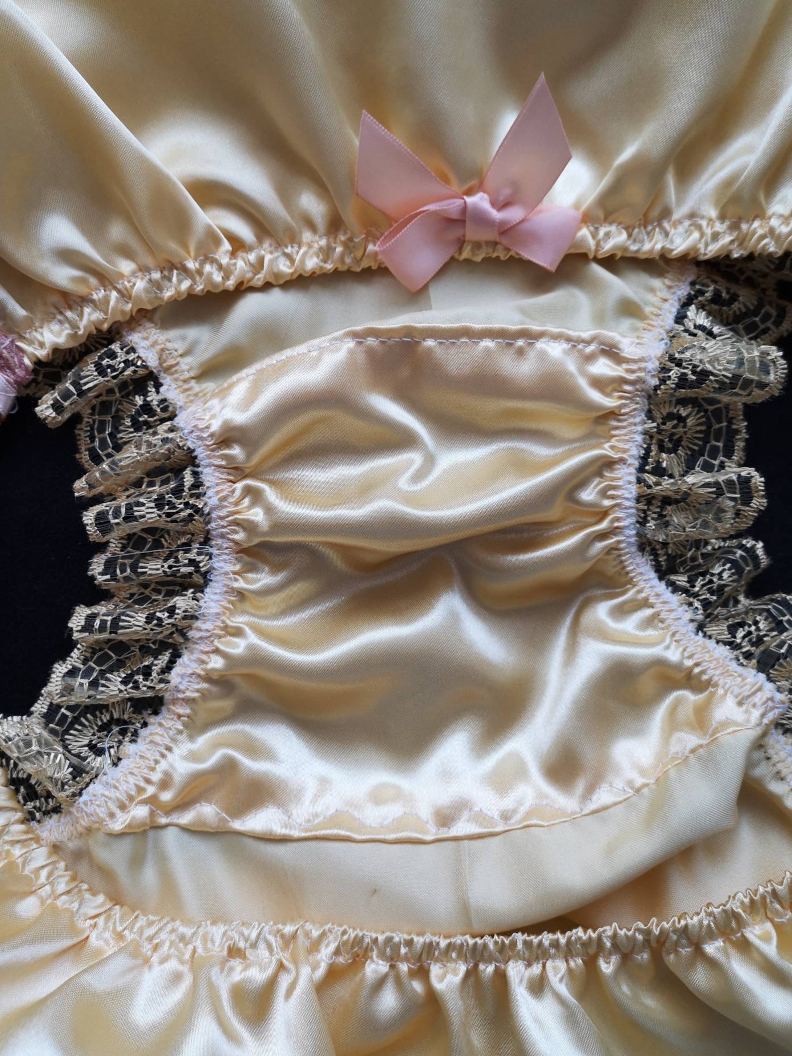 Sunkissed Yellow Satin Full Panties Vintage Rose Printed Etsy Norway