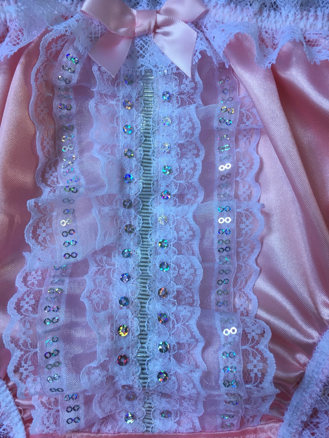 Blush Pink Silky Satin Bikini Panties/sparkly Trim Sissy Etsy