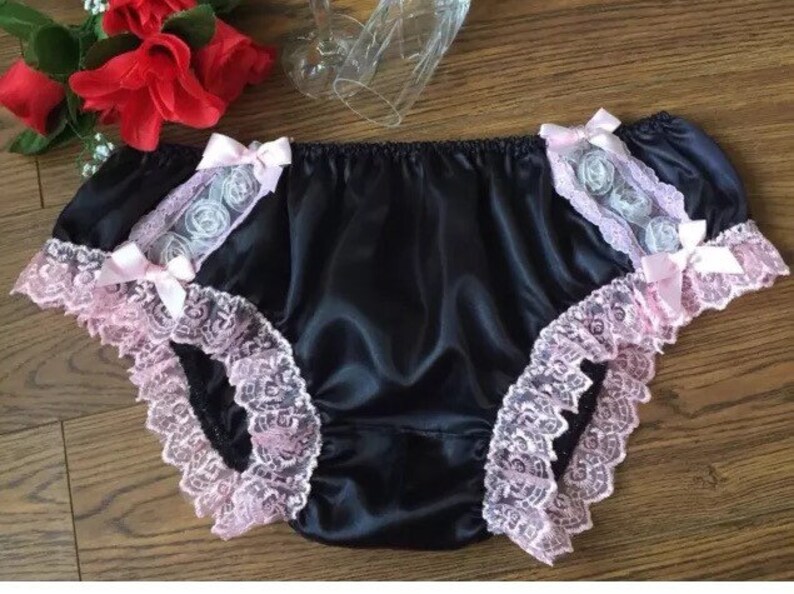Foxy Black Bikini Panties/Satin Sissy Knickers/RosesLace&Bows Etsy