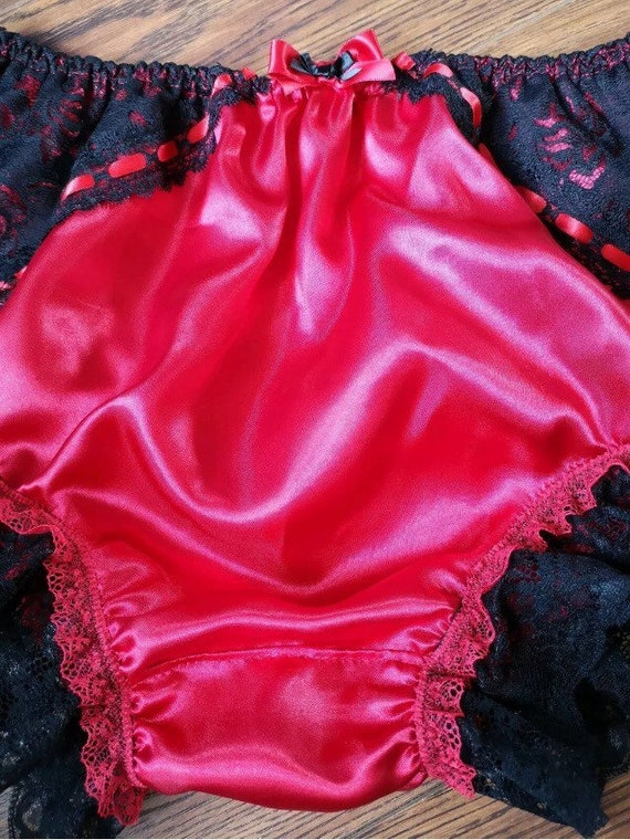 Frilly Sissy Satin French Knickers Underwear Briefs Panties UK Size 10 - 20