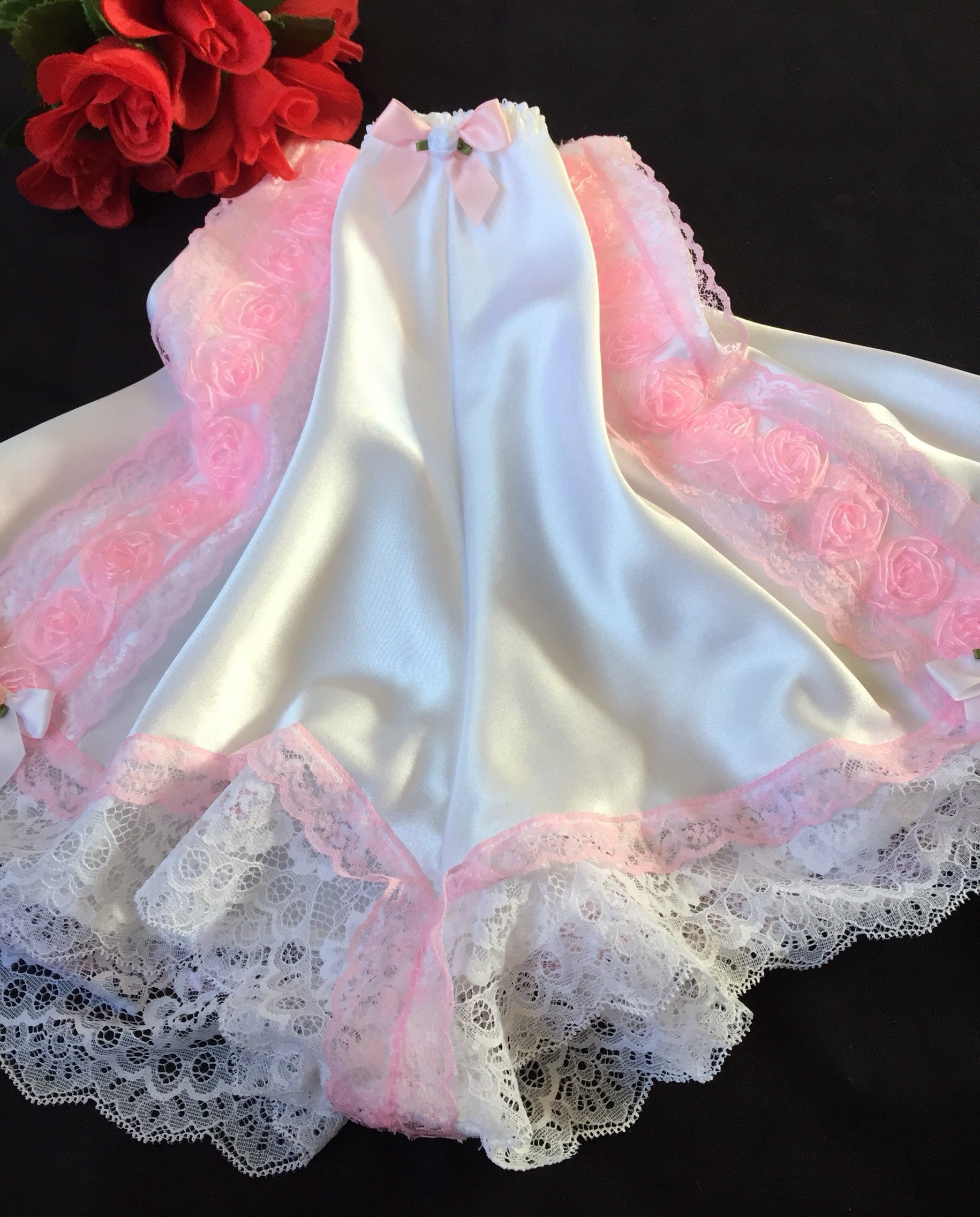 Pure White Satin French Knickers/tap Panties Lace Ribbons & Etsy UK