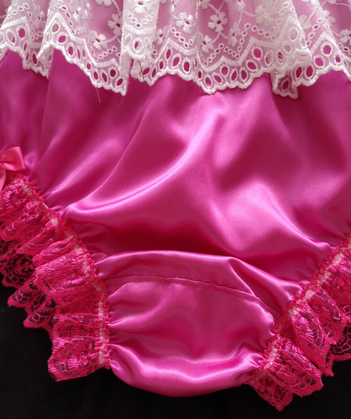 Hot Pink High Waisted Satin Fuller Fit Panties Tulle Lace - Etsy UK
