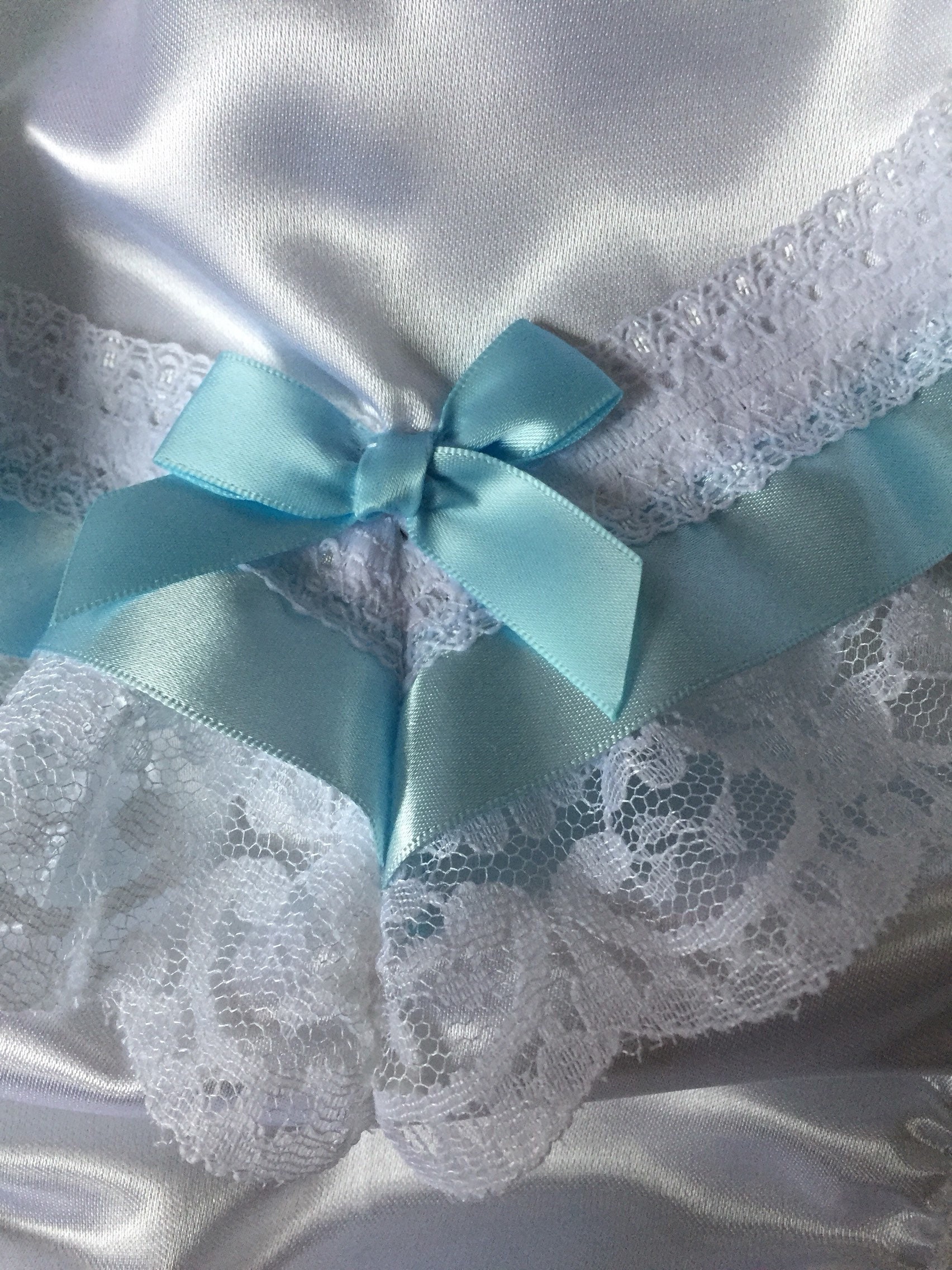 Mutandine Donna In Raso Tocco Seta: Tanga Con Fiocchi E Pizzo, Fantasia Plaid Sissy - Foto 5
