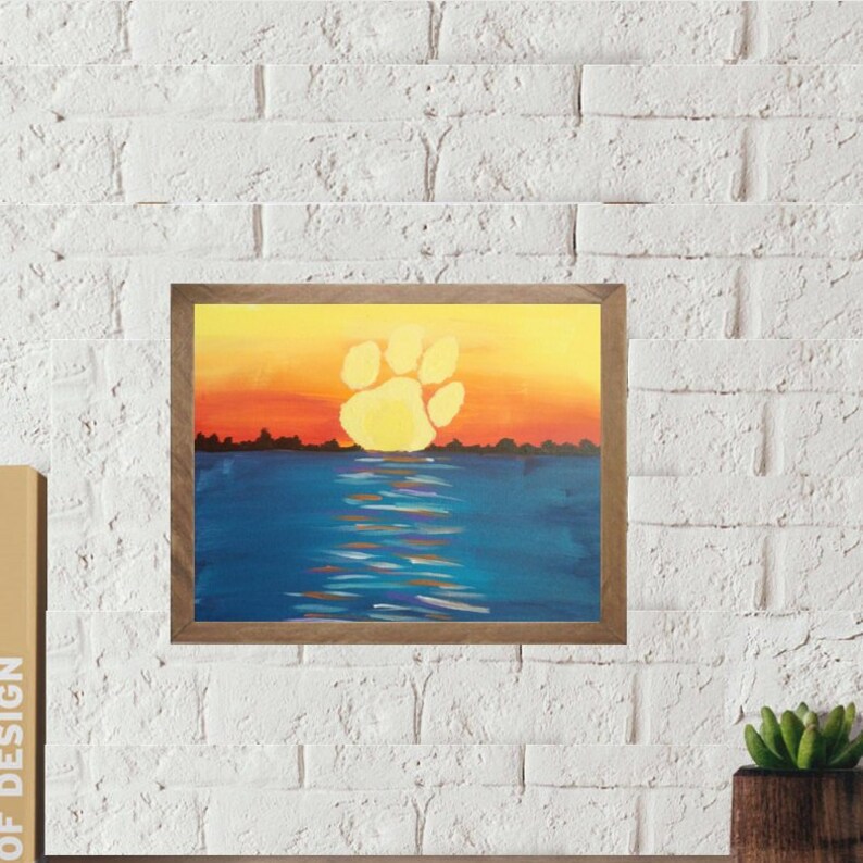 Clemson Tiger Paw Sunset Acrylic Painting Carolina Gamecocks Sunset Abstract Sunset Canvas Wall Art 3 Options Available