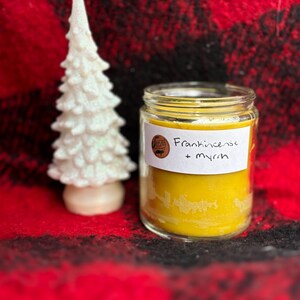 Frankincense and Myrrh Candle, Christmas scented candle, strong scented candle, all natural beeswax blend