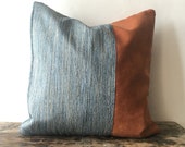 Faux Leather and Raw Silk Pillow cover 16x20 14x20 20x24 20x54 Faux Leather Cushion cover Faux leather pillow cover faux leather body pillow