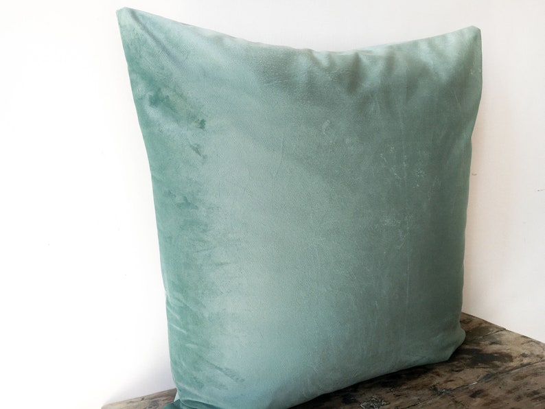 Teal Velvet Pillow Cover 26x26 Throw Pillow Solid Light Teal Etsy