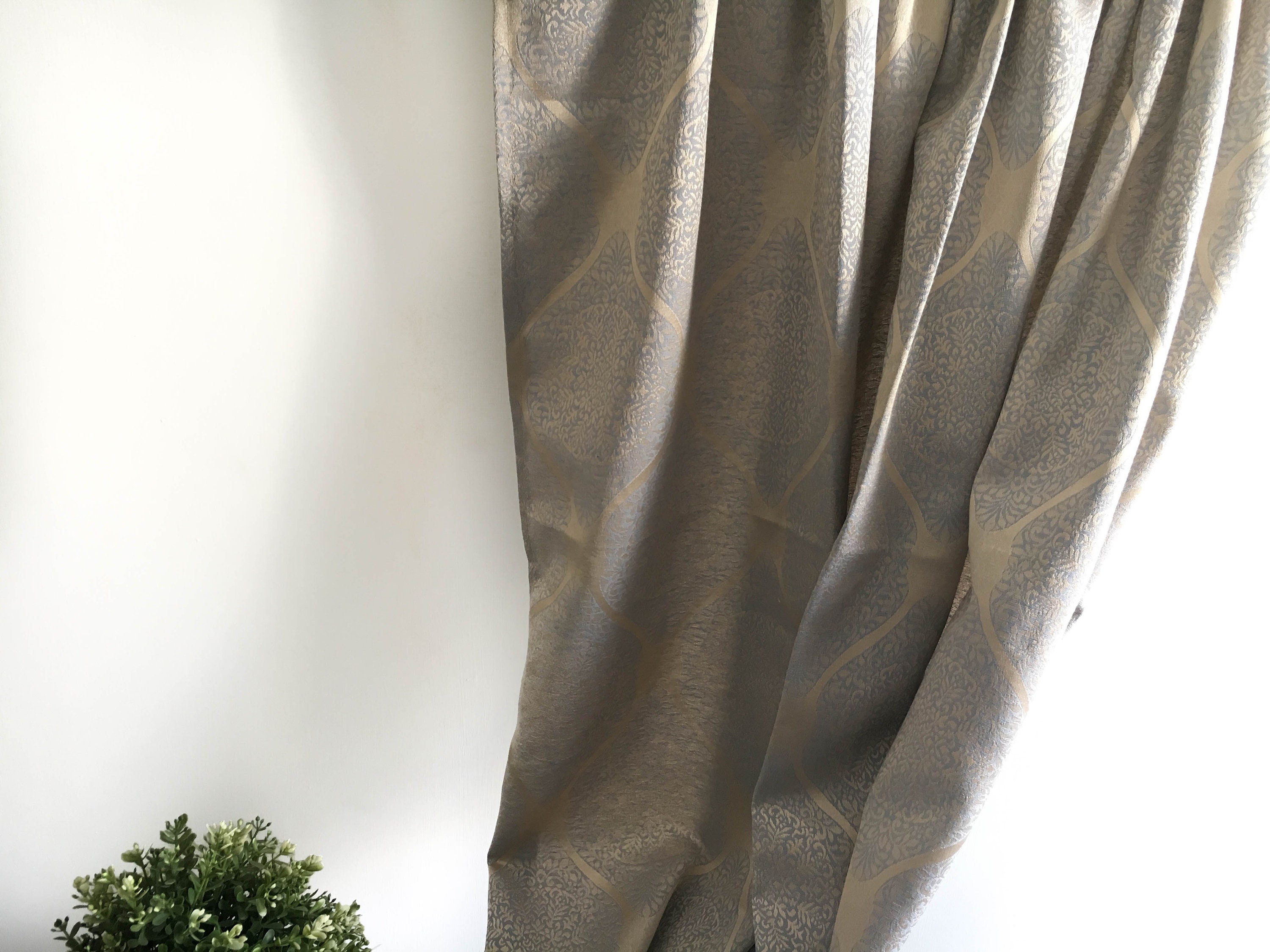 Gold Damask Curtain Panels 84 96 108 120 130 Inch Moroccan Etsy