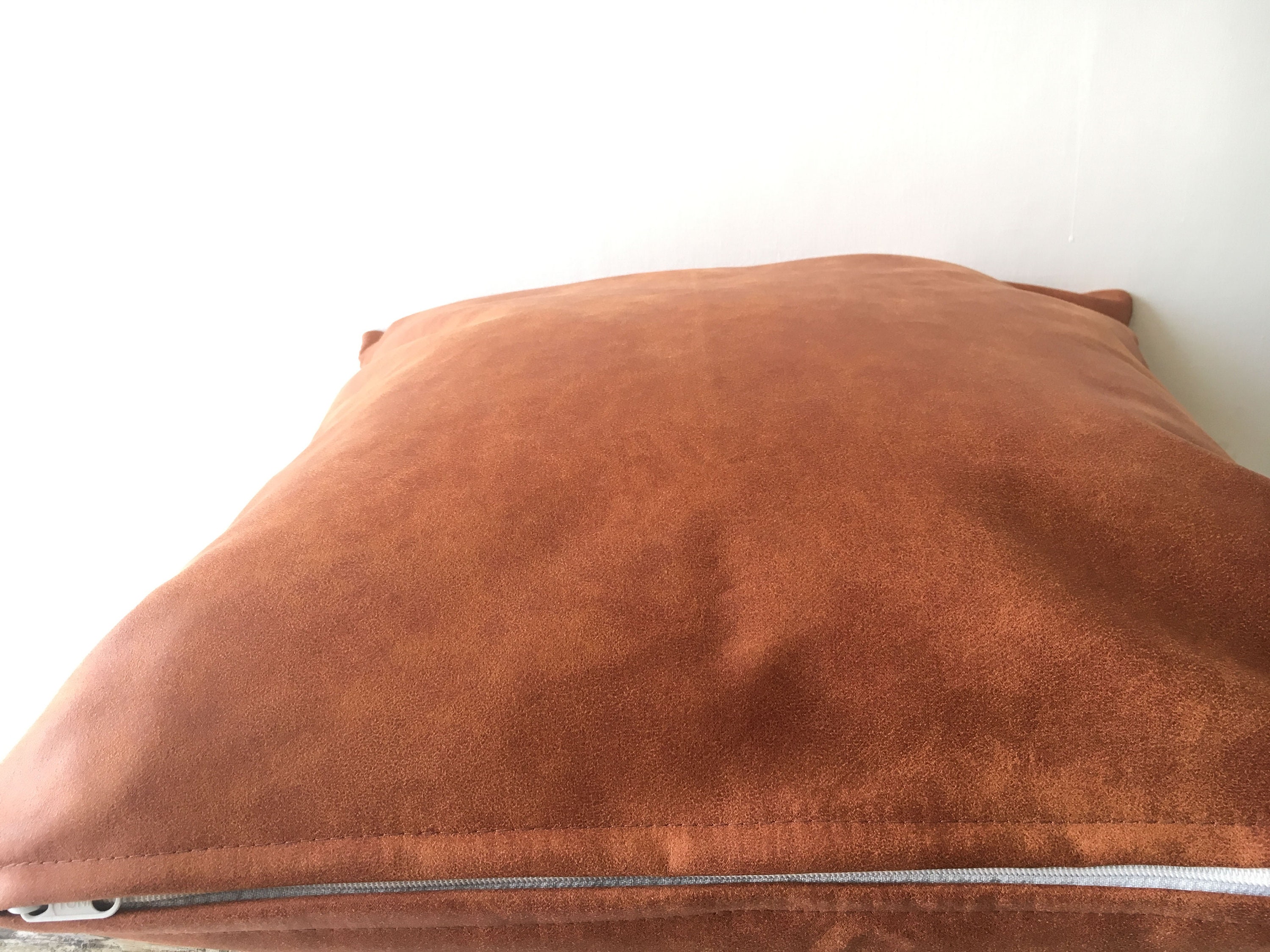 Cognac Brown Faux Leather throw pillow 16x16 20x20 Modern Etsy