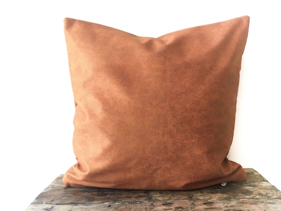 tan leather pillow cover