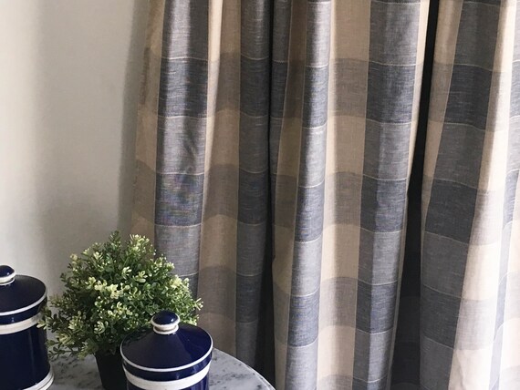 Linen Kitchen Curtain 63 84 96 108 120 130 Inch Beige Gray Etsy
