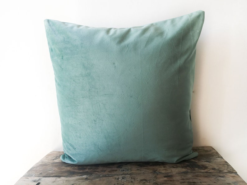 Teal Velvet Pillow Cover 26x26 Throw Pillow Solid Light Teal Etsy