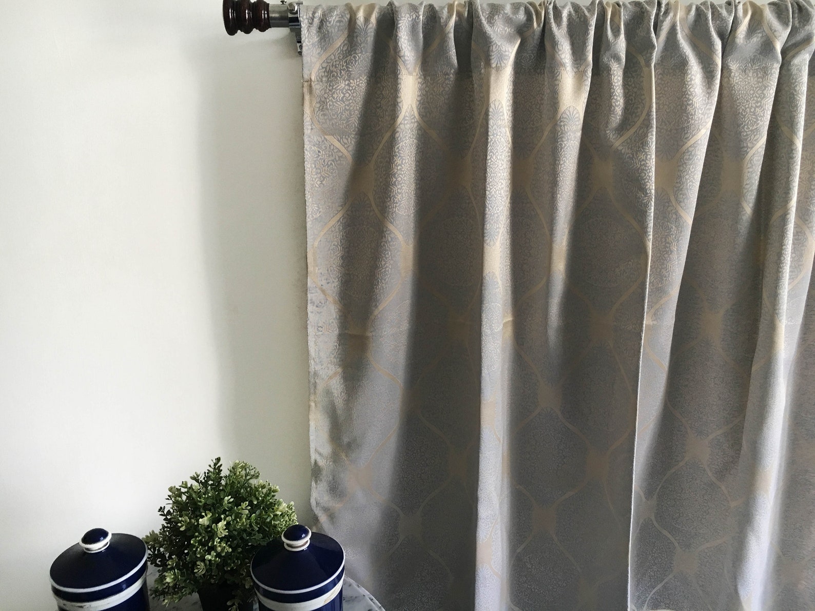 Gold Damask curtain panels 84 96 108 120 130 inch Moroccan Etsy