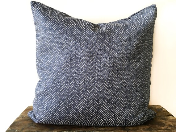 Woven Blue Pillow Cover 26x26 Euro Sham 22x22 Embroidered Etsy