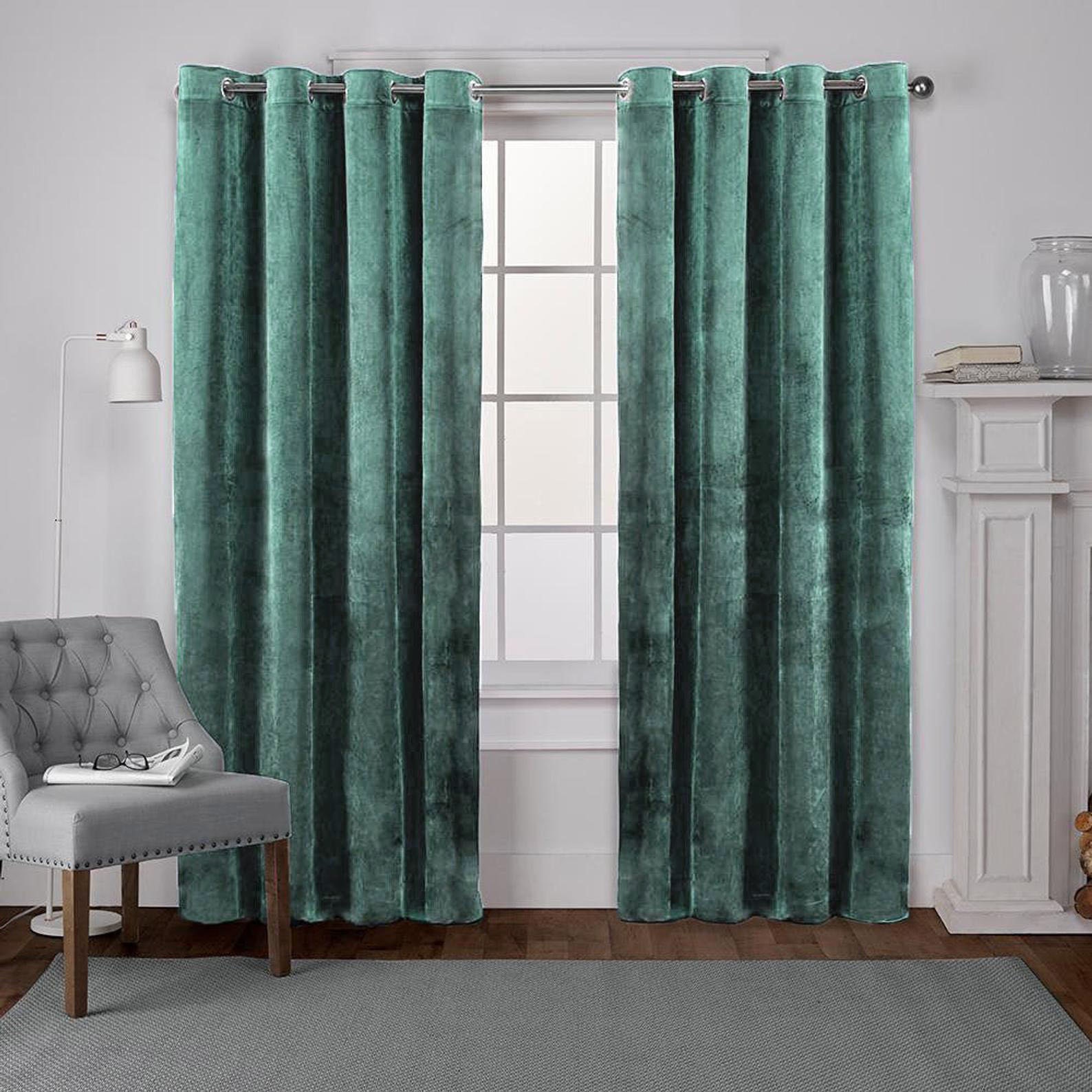 Dusty Teal Velvet Curtains Window Curtain Panels Curtains Etsy