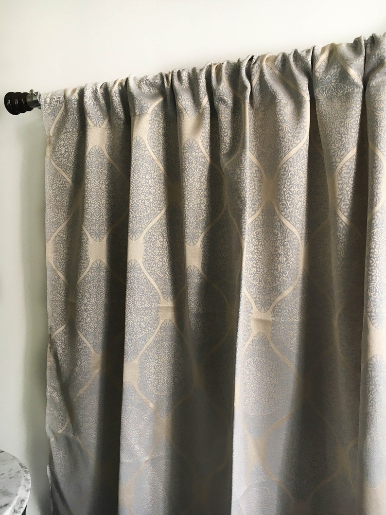 Gold Damask Curtain Panels 84 96 108 120 130 Inch Moroccan Etsy
