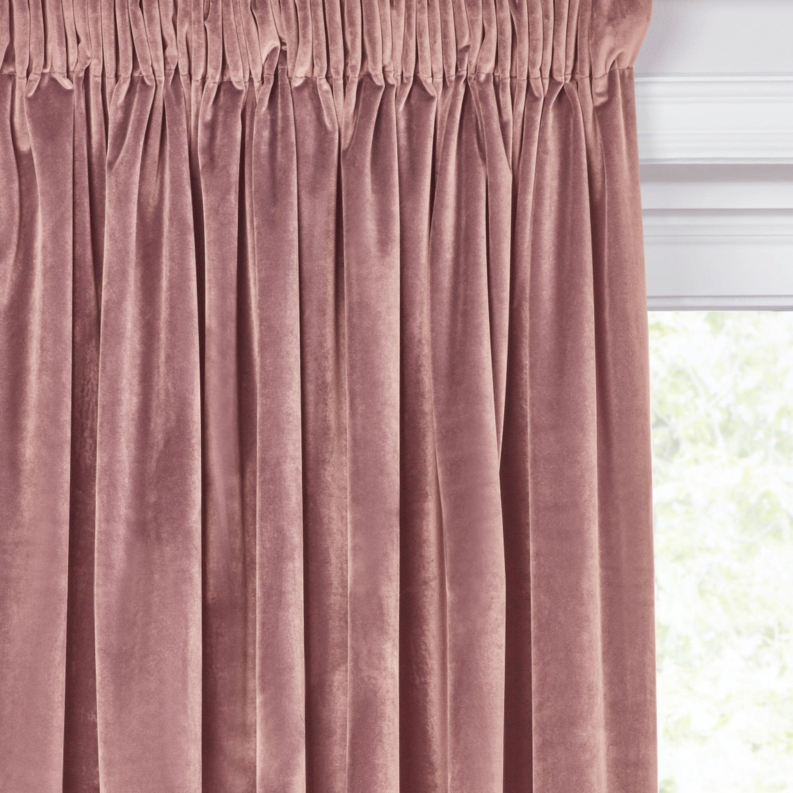 Dusty Rose Luxury Velvet Curtain Window Curtain Panels Etsy
