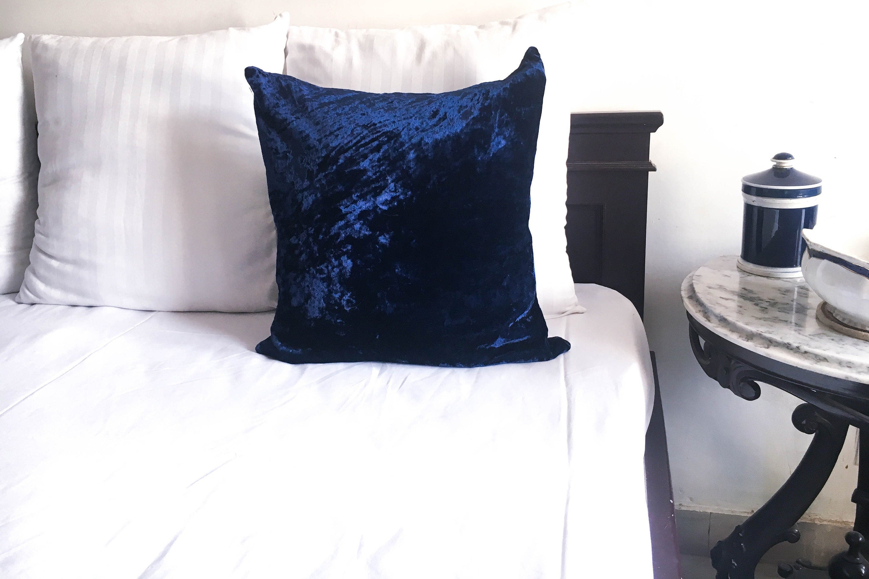 Navy Blue Velvet pillow cover 26x26 pillow cover 20x20 22x22 Etsy