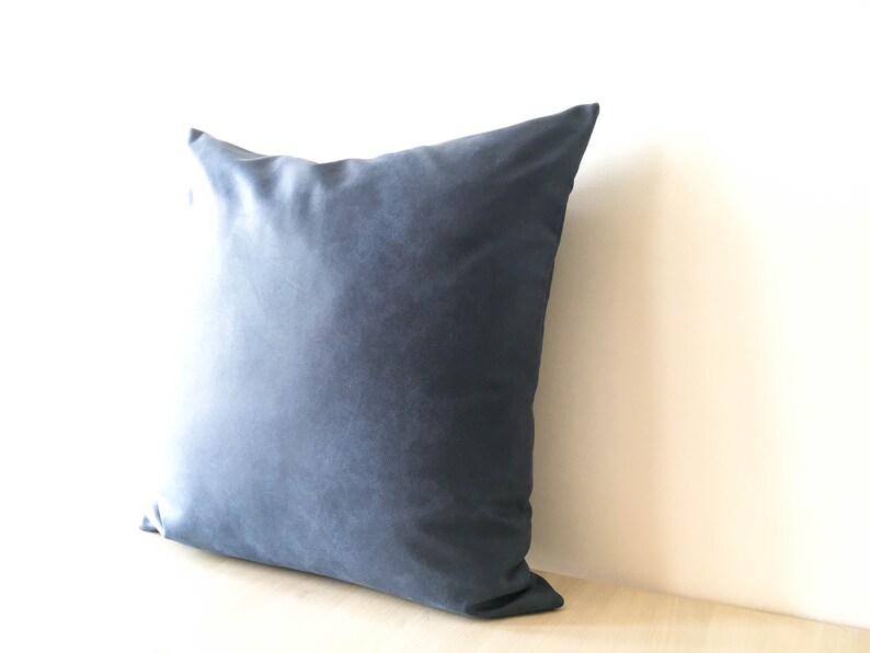 Navy Blue Faux Leather throw pillow 16x16 20x20 22x22 26x26 Etsy
