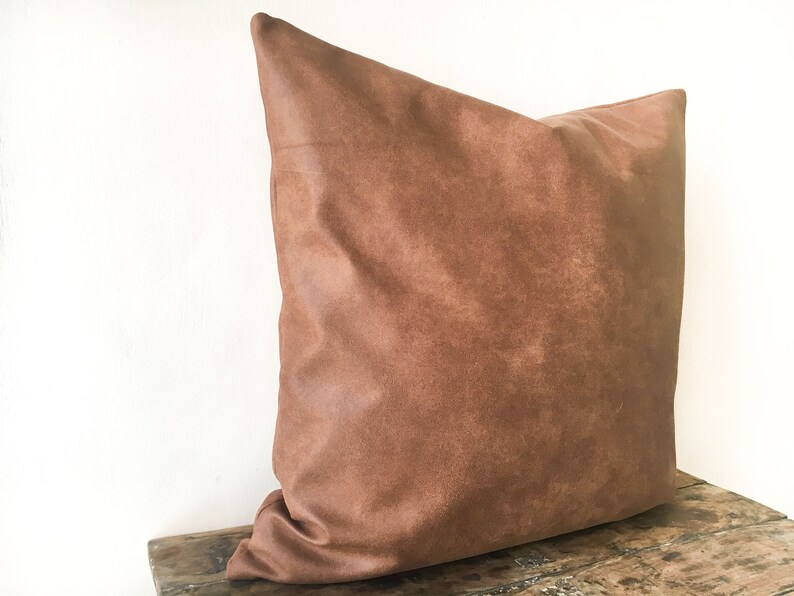 Cinnamon Brown Faux Leather throw pillow 16x16 20x20 22x22 Etsy
