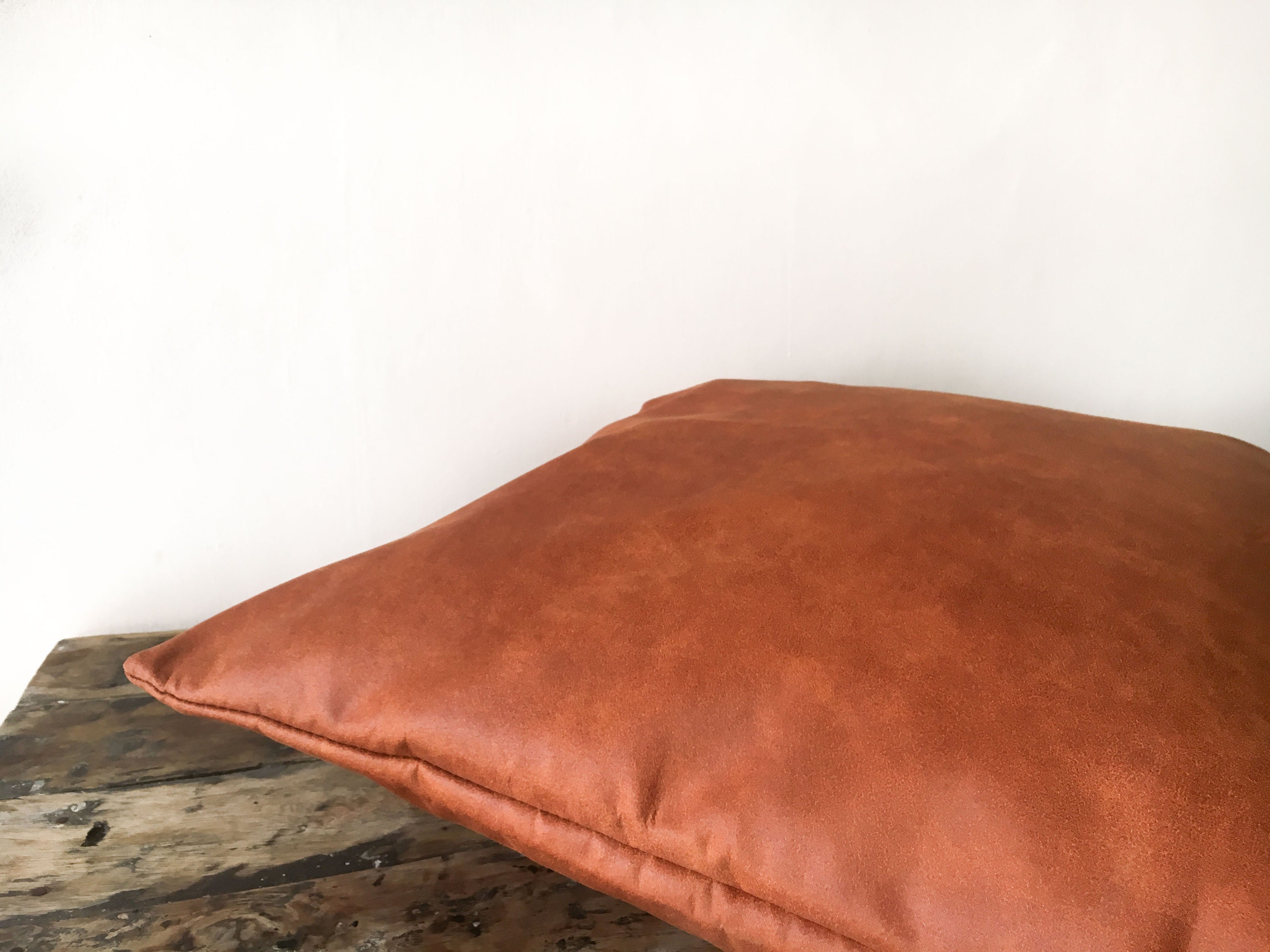 Cognac Brown Faux Leather throw pillow 16x16 20x20 Modern Etsy