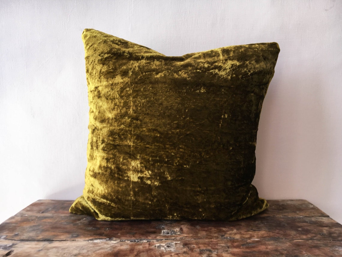 Olive Green Green Velvet pillow cover 20x20 throw pillow Etsy