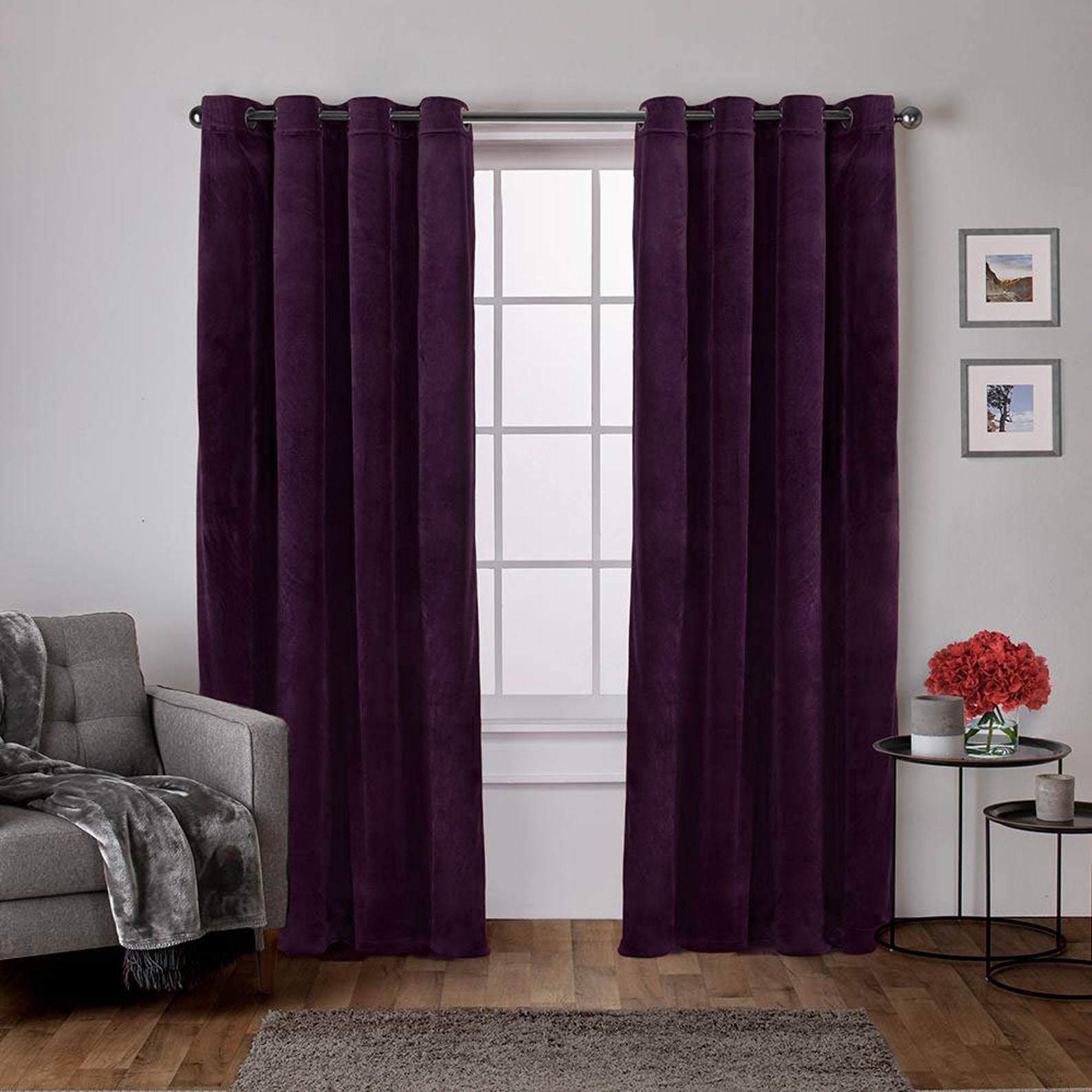 Purple Eggplant Curtains Bedroom Curtains Rod Pocket Window Etsy