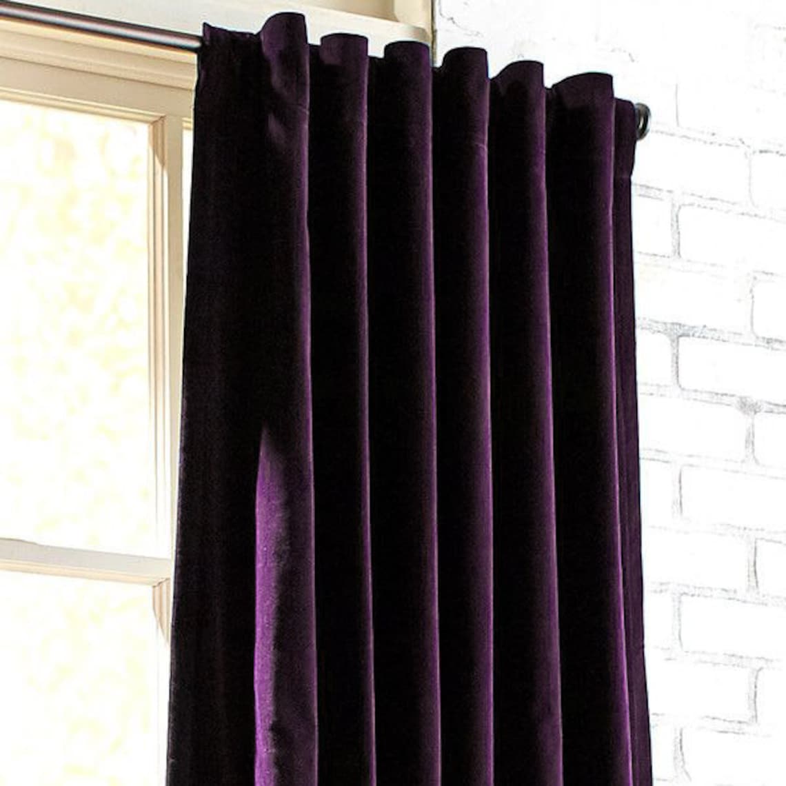 Purple Eggplant Curtains Bedroom Curtains Rod Pocket Window Etsy