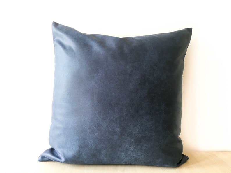 Navy Blue Faux Leather throw pillow 16x16 20x20 22x22 26x26 Etsy
