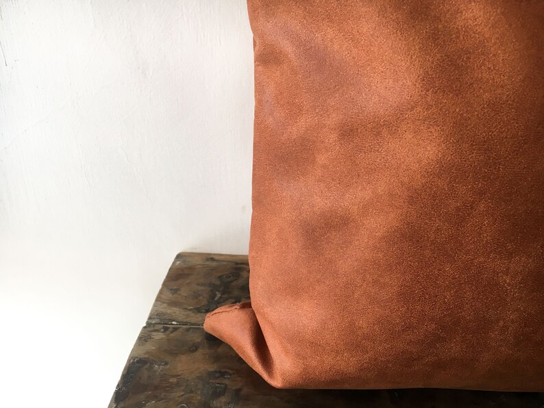 Cognac Brown Faux Leather throw pillow 16x16 20x20 Modern Etsy