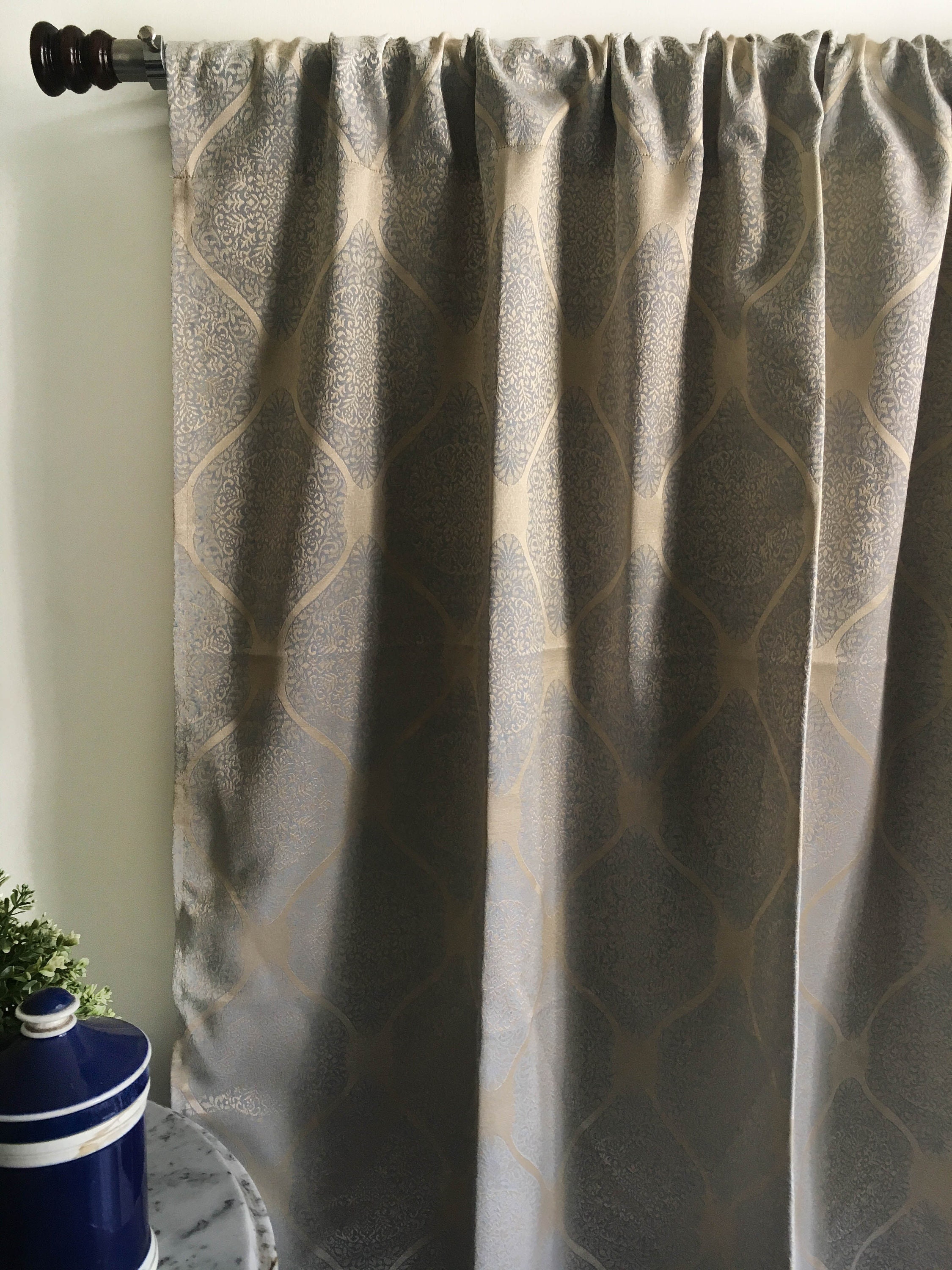 Gold Damask Curtain Panels 84 96 108 120 130 Inch Moroccan Etsy