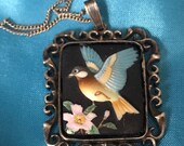 Vintage Japanese Toshikane porcelain and silver necklace