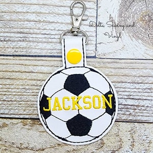 Soccer Keychain, Soccer Key Fob, Custom Soccer Tag, Soccer Monogram Keychain, Soccer Team Key Fob, Personalized Bag Tag, Soccer Team Bag Tag