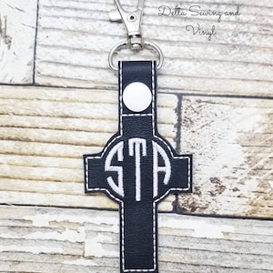 Cross Monogram Keychain, Christian Monogram Key Fob, Easter Monogram Snap Tab, Monogram Charm, Monogram Zipper Pull, Gift for Girls