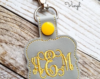 Monogram Keychain, Monogram Key Fob, Monogram Snap Tab, Monogram Charm, Monogram Zipper Pull, Gift for Girls