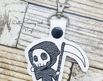 Grim Reaper Keychain, Death Key Fob, Skull Charm, Death, Goth