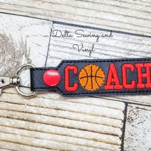 Basketball Coach Keychain, Basketball Key Fob, Basketball Coach Gift, Sports Keychain, High School Basketball, College Basketball, Sports