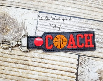 Basketball Coach Keychain, Basketball Key Fob, Basketball Coach Gift, Sports Keychain, High School Basketball, College Basketball, Sports