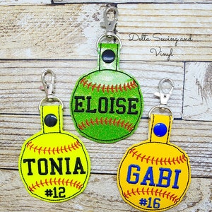 Softball Keychain, Softball Team, Softball Team Bag Tag, Softball Bat Bag Nametag, Personalized Bat Bag Nametag, Custom Softball Name Tag