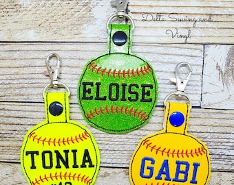 Softball Keychain, Softball Team, Softball Team Bag Tag, Softball Bat Bag Nametag, Personalized Bat Bag Nametag, Custom Softball Name Tag