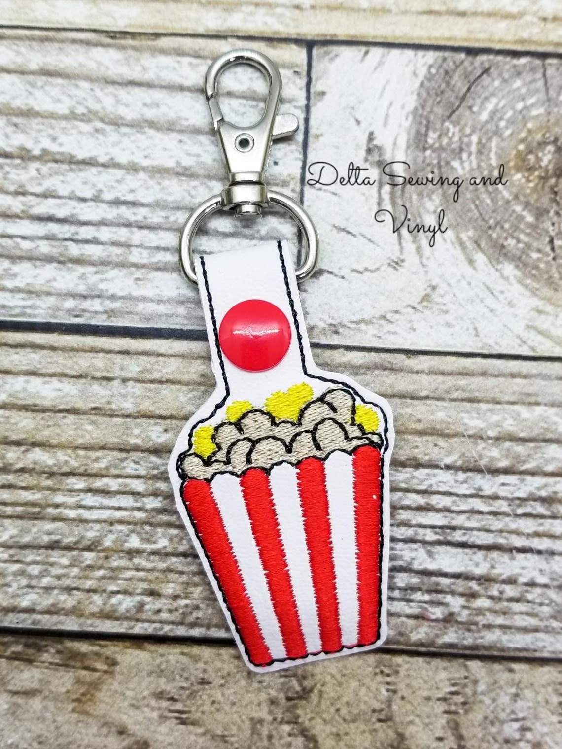 Popcorn Keychain Popcorn Key Fob Movie Theater Keychain Etsy