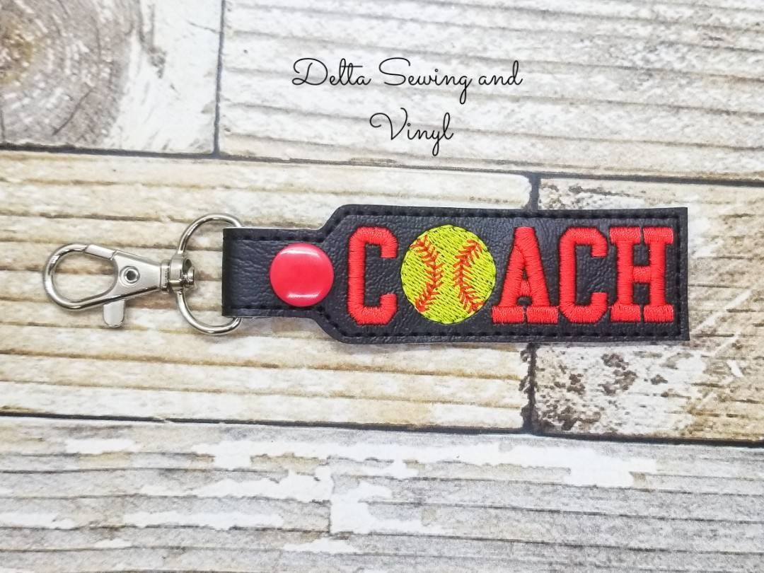 Softball Coach Keychain Coach Key Fob High School Softball Etsy
