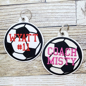 Soccer Bag Tag, Soccer Keychain, Custom Soccer Tag, Soccer Monogram Keychain, Soccer Team Key Fob, Personalized Bag Tag, Soccer Team Bag Tag