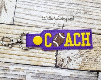 Football Coach Keychain, Coach Key Fob, High School Football Keychain, College Football Zipper Pull, Football Player Keychain, Football