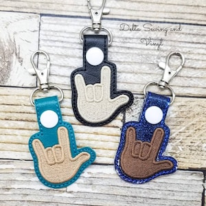 I Love You ASL Keychain, American Sign Language Key Fob, Sign Charm, Love Key Fob, ASL Keychain